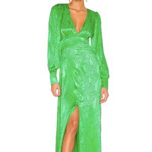 AFRM Alvin Green Long Sleeve Snakeskin Print Maxi Dress